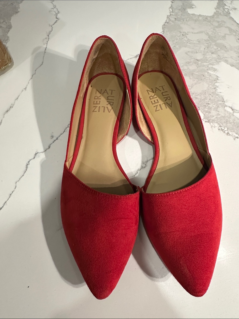 Naturalizer Red Suede Pointed-Toe D'Orsay Flats